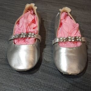 Silver Kids Shoes with Rhinestone Strap